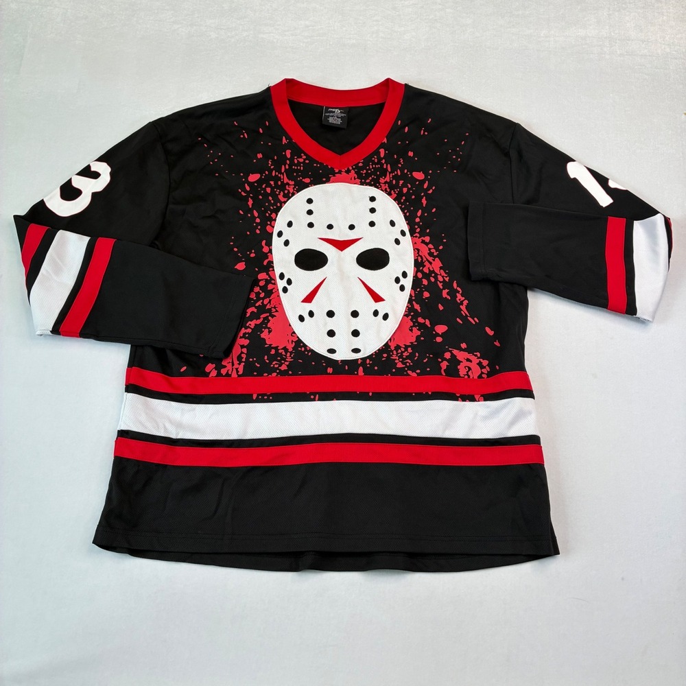 Friday the 13th Hockey Jersey‎ Mens Large Black Jason Voorhees 13 Horror Movie